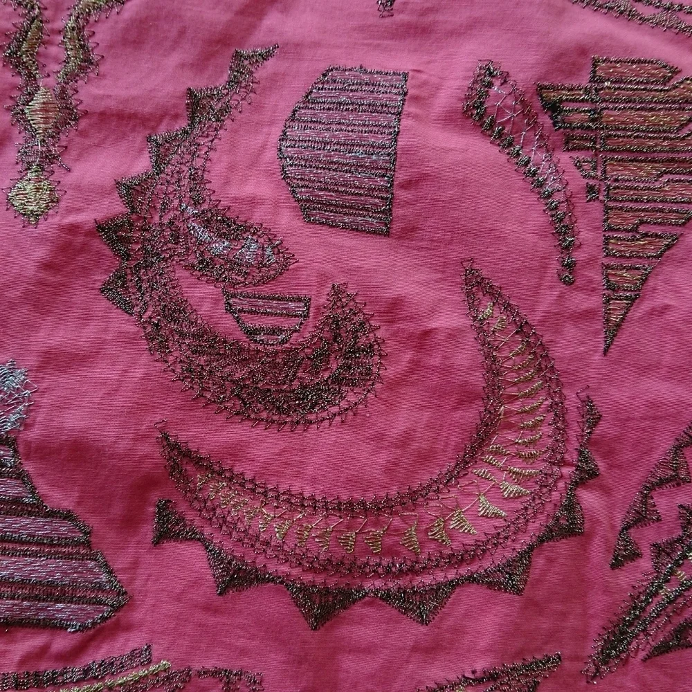 Francesca's 'blue Rain' pink with silver and gold Embroidered mini Skirt Size S - Picture 3 of 11
